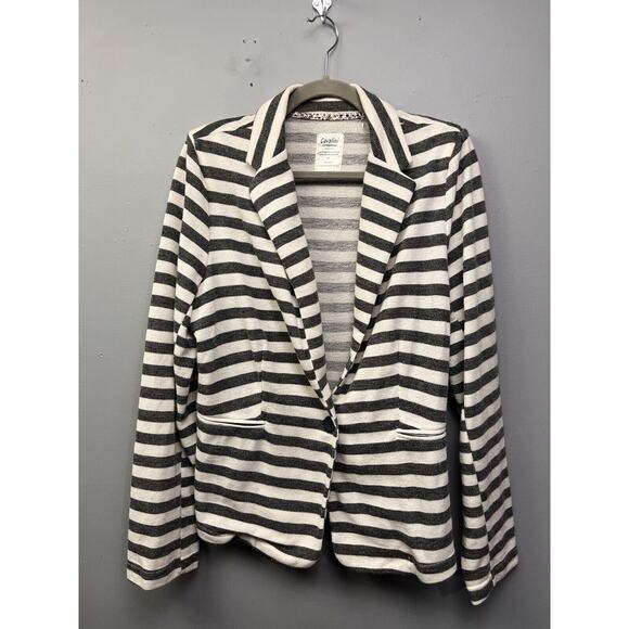 Cavalini Outerwear Jacket womens plus size 1X‎ striped button front Faux pockets - Picture 1 of 7